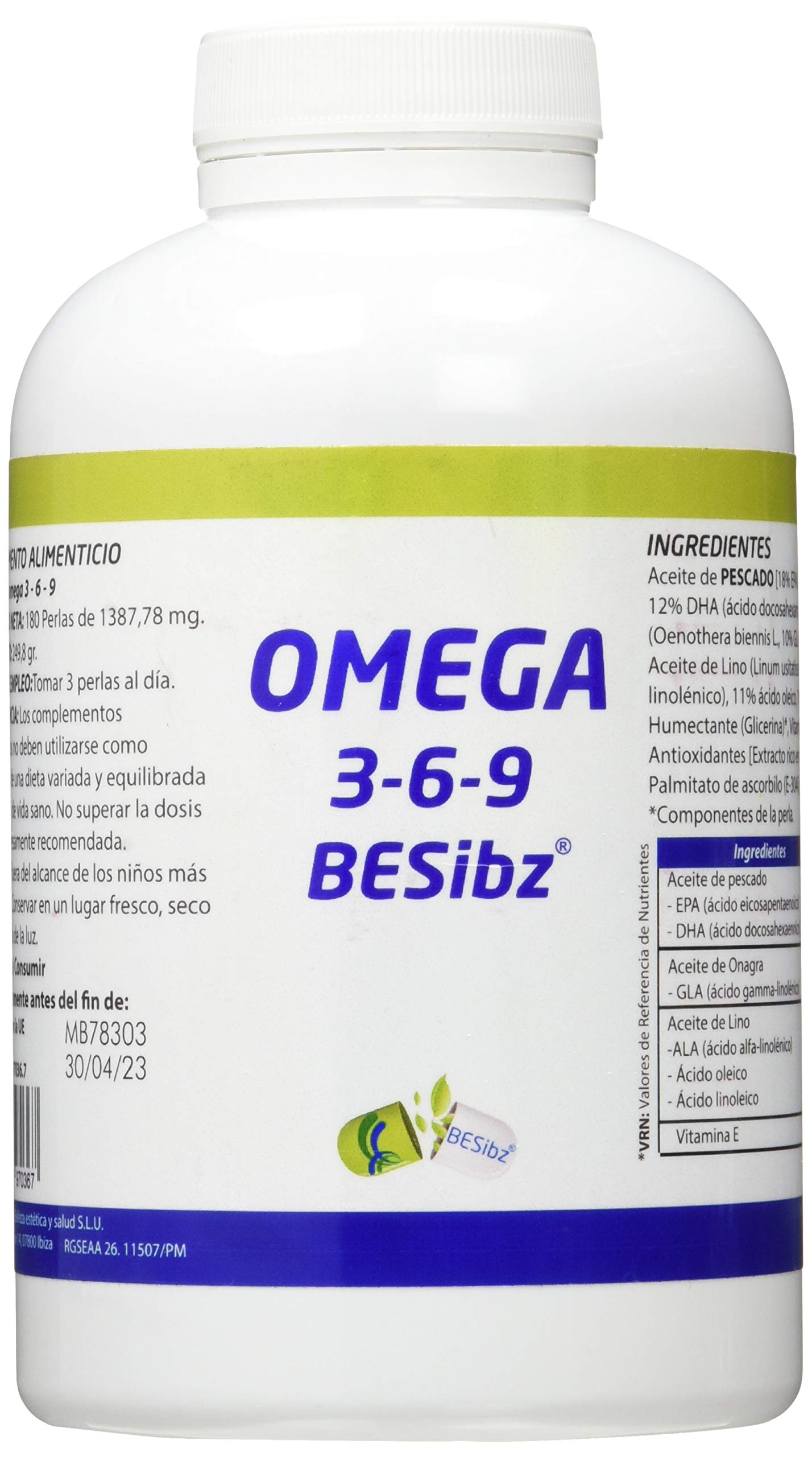 BESIBZ OMEGABESibz 3-6-9 180pearls, Black, Medium