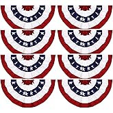 8Pack 2x4Ft American Flag Bunting, Patriotic Pleated Half Fan Flag Outdoor, USA 4th of July Buntings Red White and Blue Party Decorations Memorial Day Decor for Porch Indoor Outside