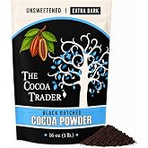 Black Cocoa Powder for Baking - Unsweetened, Extra Dark, 1 Lb | The Cocoa Trader - Dutch Processed, Alkalized - Natural Jet B