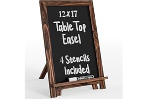 Loddie Doddie Rustic Wood Tabletop Chalkboard Easel - Dark Brown, 12" x 12" - Chalk Marker Holder - Adjustable Menu Board for Dessert Table or Booth Display - Farmers Market Decor & Wedding Favors