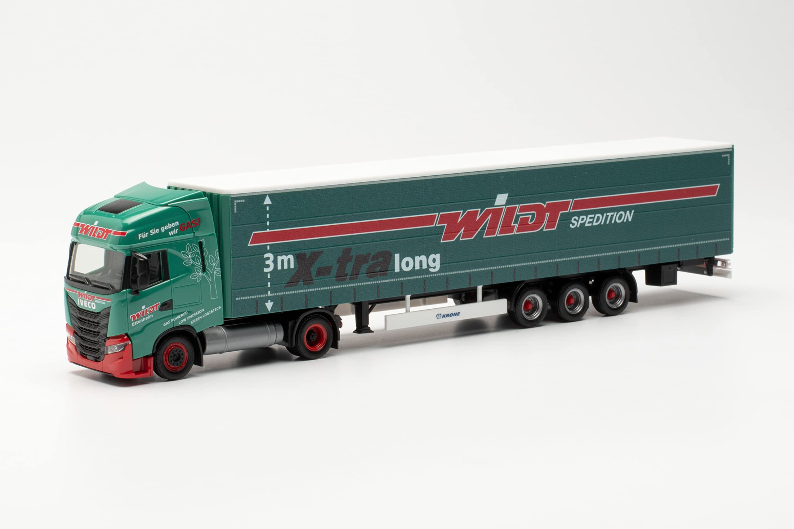 herpa 314947 Iveco S-Way LNG Curtain Tarpaulin Saddle Pull 15 m "Wildt" Truck Miniature Models Small Model Collector's Item, Detailed, Multi-Colour