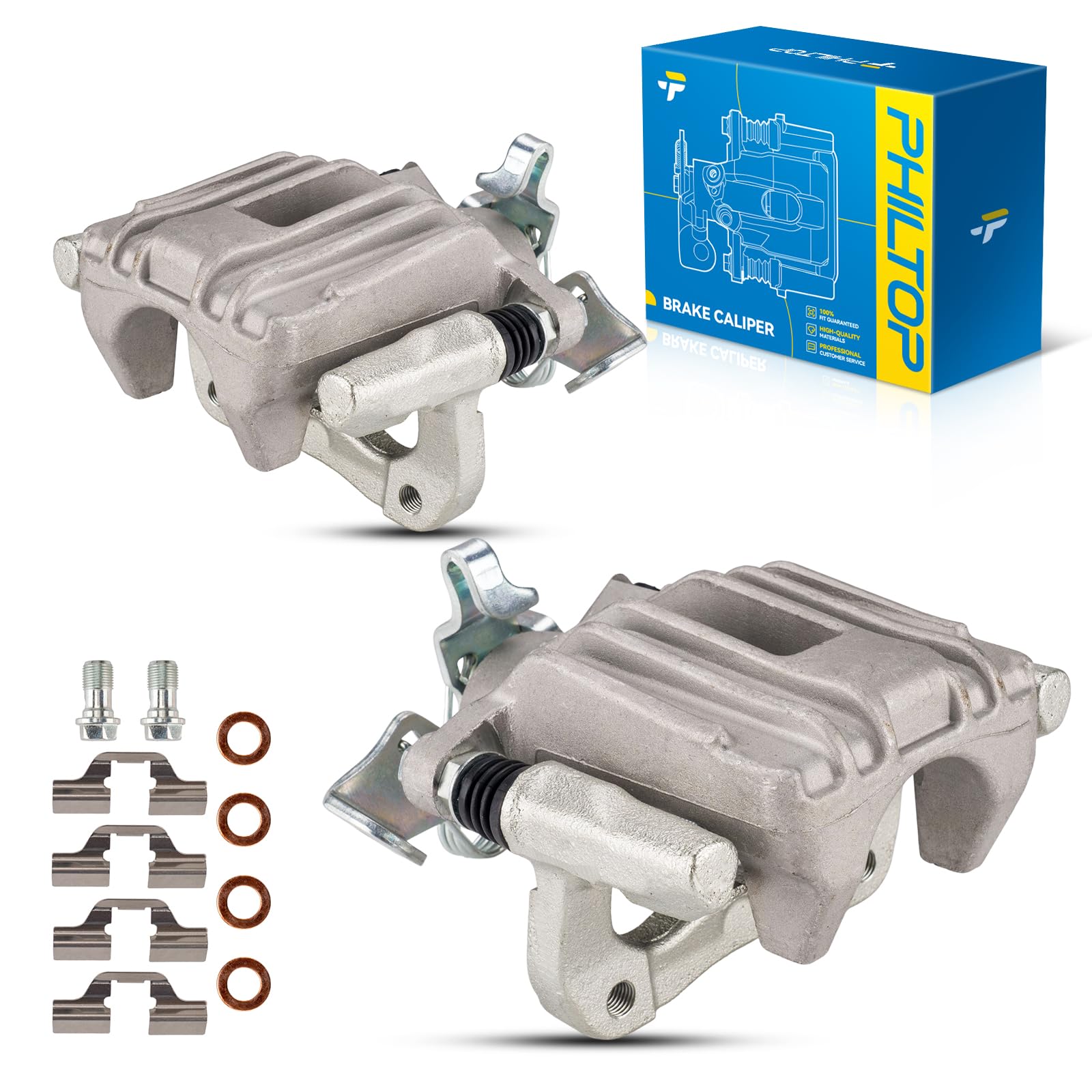 Photo 1 of PHILTOP 19B2574 19B2575 Rear Disc Brake Caliper Assembly Fit for Volkswagen Jetta 2000-2005 1.8L 1.9L 2.0L, Audi TT Quattro 2000-2006, Pair Set of 2 Rear Driver and Passenger Side