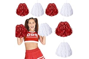 cssopenss Pom Poms Cheerleading Metal Foil Cheerleading Pom Poms with Plastic Handles Cheer Pom Poms for Cheering in Sports Meet Field and Other Festive Occasions, 30 Grams