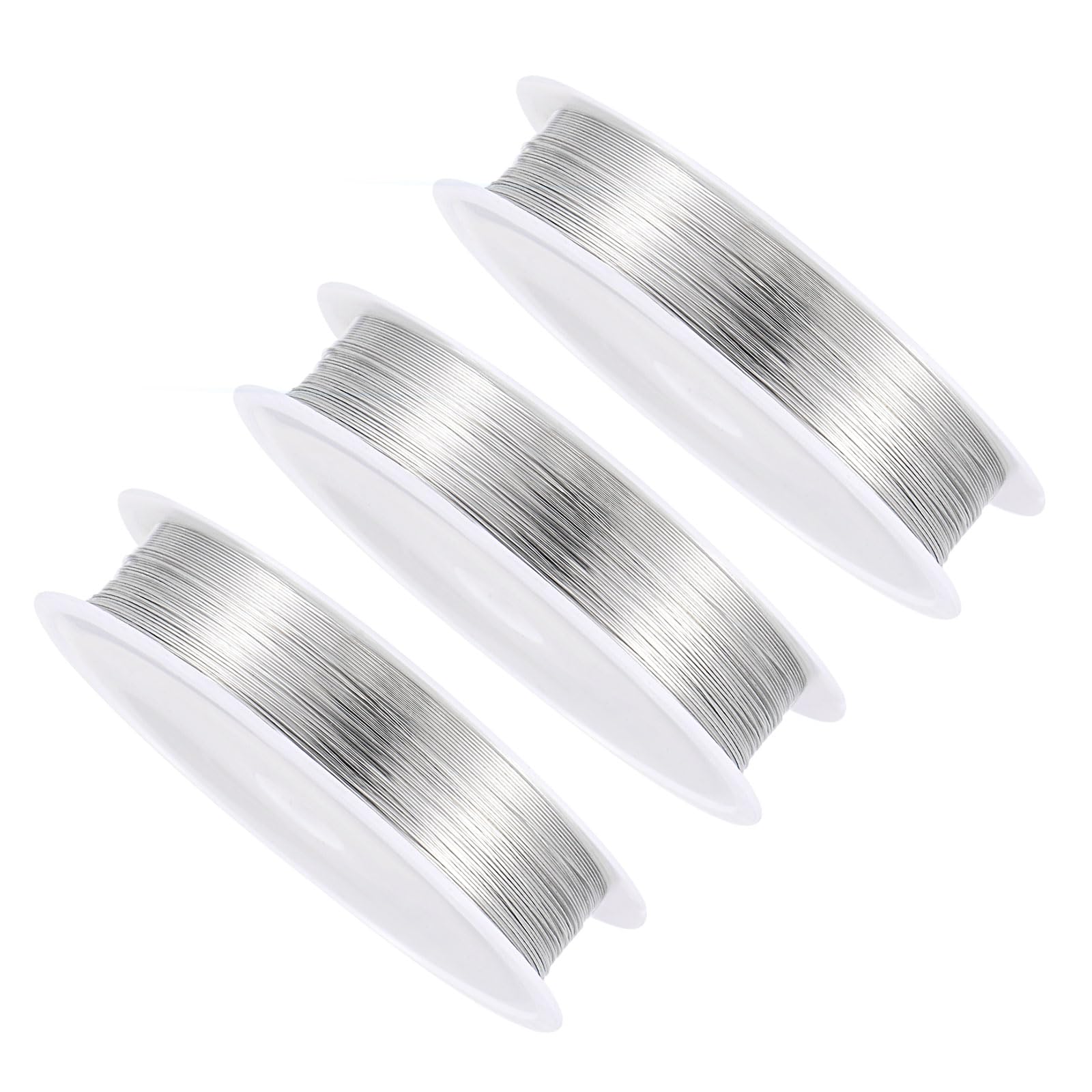 CoCud Copper Wire, 28 Gauge 0.3mm Dia 15m Length, Copper Anti-Rust Smooth Beading Wires Silver Tone - (Applications: for DIY Crafts), 3-Pieces