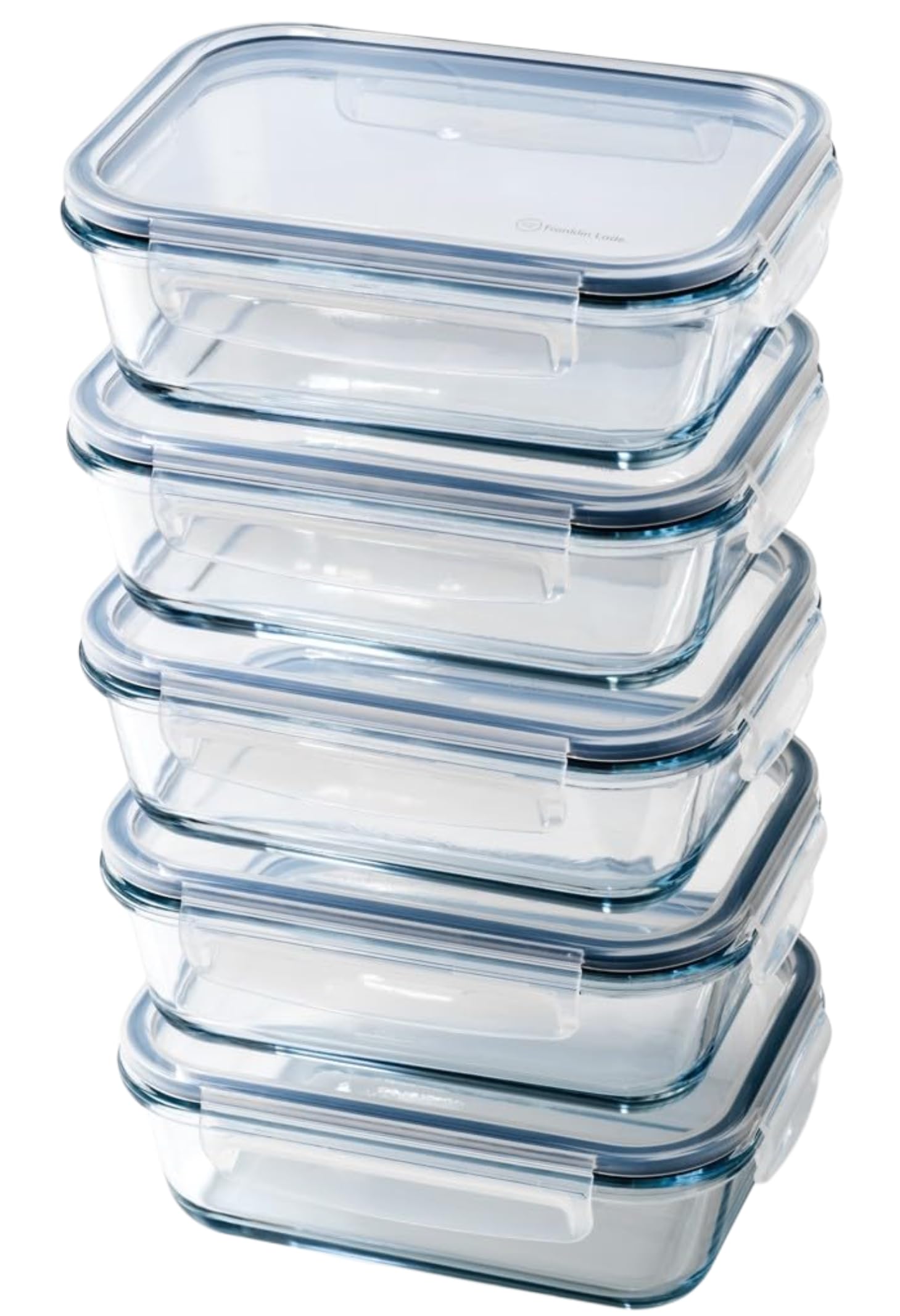 Franklin Lade Glass Meal Prep Containers Reusable | 5 Piece Set 1040ml | Glass Containers with Lids | Non-Toxic BPA-Free & Airtight | Food Prep Containers | Microwave, Oven, Freezer & Dishwasher Safe