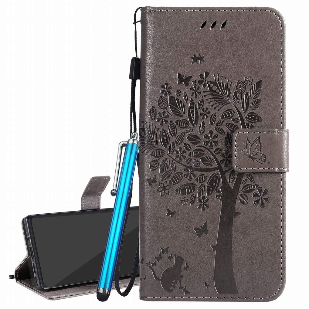 Laybomo Flip Cover for Oppo A74 4G Case, PU Leather Wallet Case for Oppo F19 4G, with Stand View & Card Slot Soft Bumper TPU Silicon Phone Case for Oppo A74 4G / Oppo F19 4G (Gray)