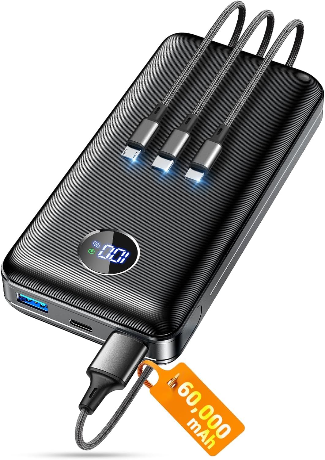 モバイルバッテリー 大容量 【60000mAh大容量 ・3in1充電ケーブル付き】IAPOS モバイルバッテリー 急速充電 22.5W/20W対応 5台同時充電可能 最大4.5A出力 LED電量残量表示 Type-C入出力兼用 回路保護 低電流モード対応 携帯充電器 スマホ充電器 軽量 機内持
