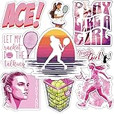 Tennis Girl Stickers Set - Pink Decal, Tennis Ball, Coach Gifts - Sporty Decorations for Water Bottles, Laptops, Phones - Ideal for Tennis Enthusiasts!