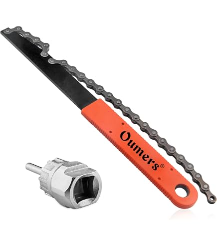 Kit 4 Outils Démontage Cassette Vélo HEKOBAG – Fouet Chaîne + 3 Anneaux De Verrouillage, Acier Traité, Poignée Antidérapante