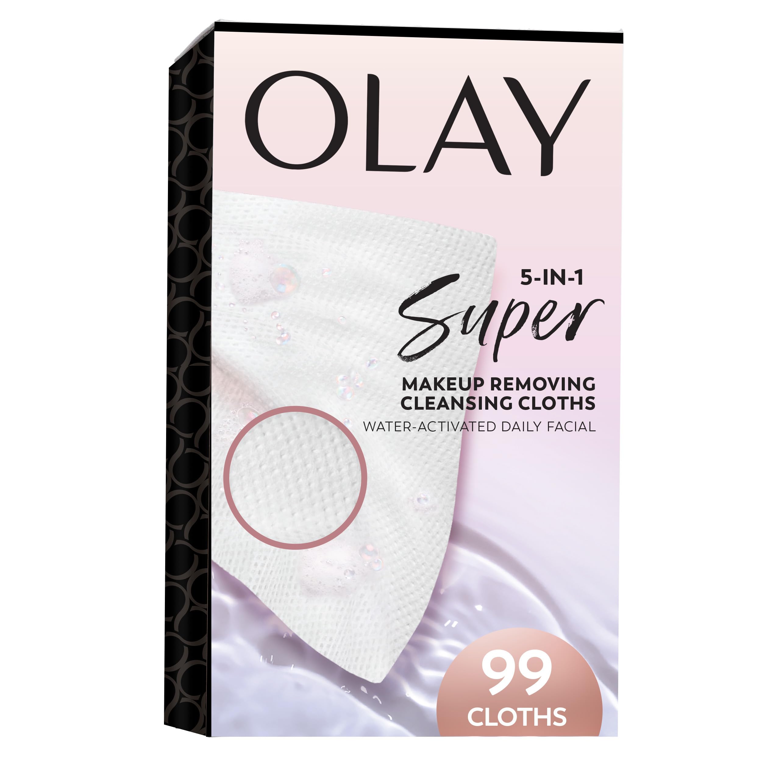 Olay Super Daily Facial Cleansing Cloths, Lathering Face Cleansing Wipes for Daily Cleanser, Single-Use Disposable Cloths (Do