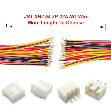 Kidisoii JST-XH 2,54mm Stecker-Set Mit Vorgecrimpten 22 AWG Kabeln – 4-polig, 5 Längen, Für DIY-Projekte