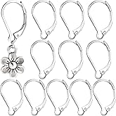 VARMDUKKE 12pcs Earring Hooks for Women, Stainless Steel Leverback Earring Clasp, Hypoallergenic French Dangle Ear Wire Finding Ear Rings for Jewelry Making DIY Crafts - Silver