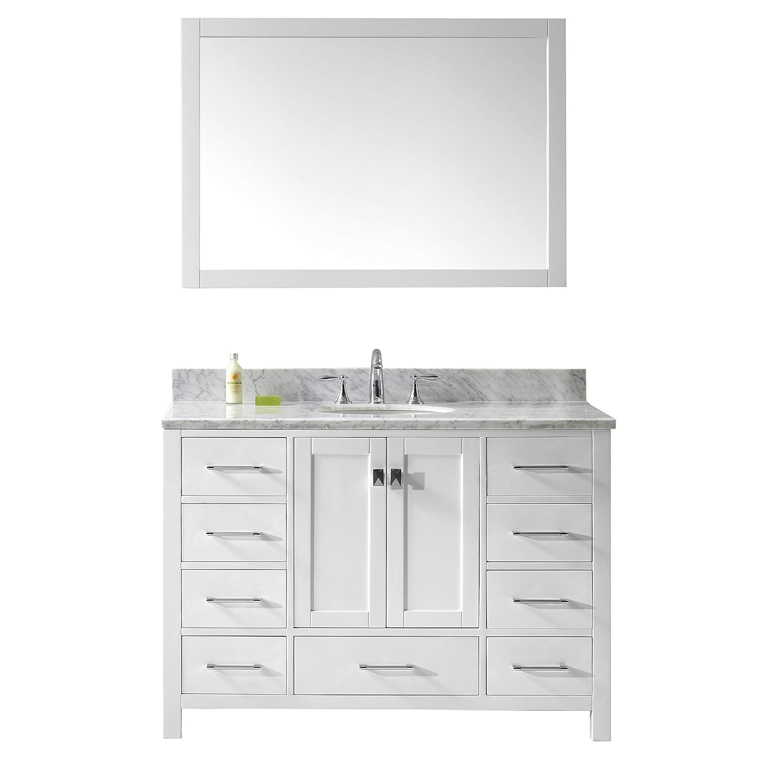 Virtu Usa Gs 50060 Wmro Gr Caroline Avenue Single Bathroom Vanity With Marble Top Round Sink With Mirror 60 Cool Gray Cjp Org In