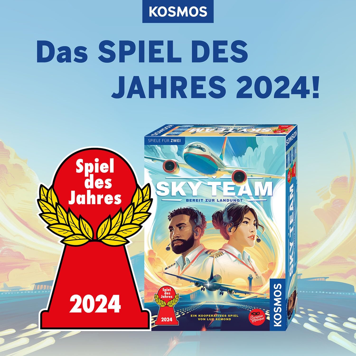 Kosmos 684044 Sky Team - Bereit zur Landung? Spiel des Jahres 2024, kooperatives Spiel für 2 Personen ab 10 Jahre, Strategiespiel, Brettspiel, Gesellschaftsspiel 3