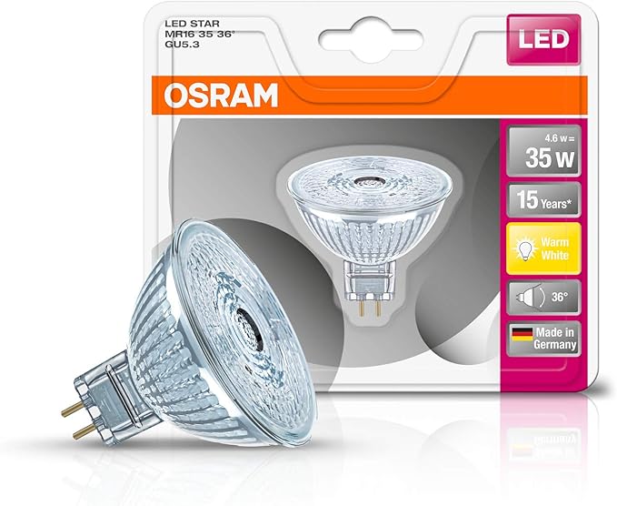 Osram Star Mr16 Bombilla LED GU5.3, 4.7 W, Blanco, 10 unidades Amazon