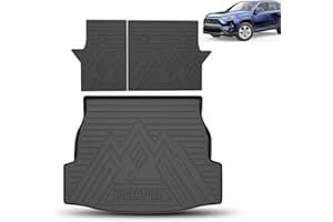 FIILINES Cargo Mat for Toyota RAV4 2019-2025, All Weather Trunk Cargo Liner with Backrest Liner RAV4 Accessories Black (Trunk