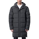 UIQUR Mens Long Winter Coats Lightweight Puffer Jacket Warm Insulated Waterproof Winter Jacket With Hooded