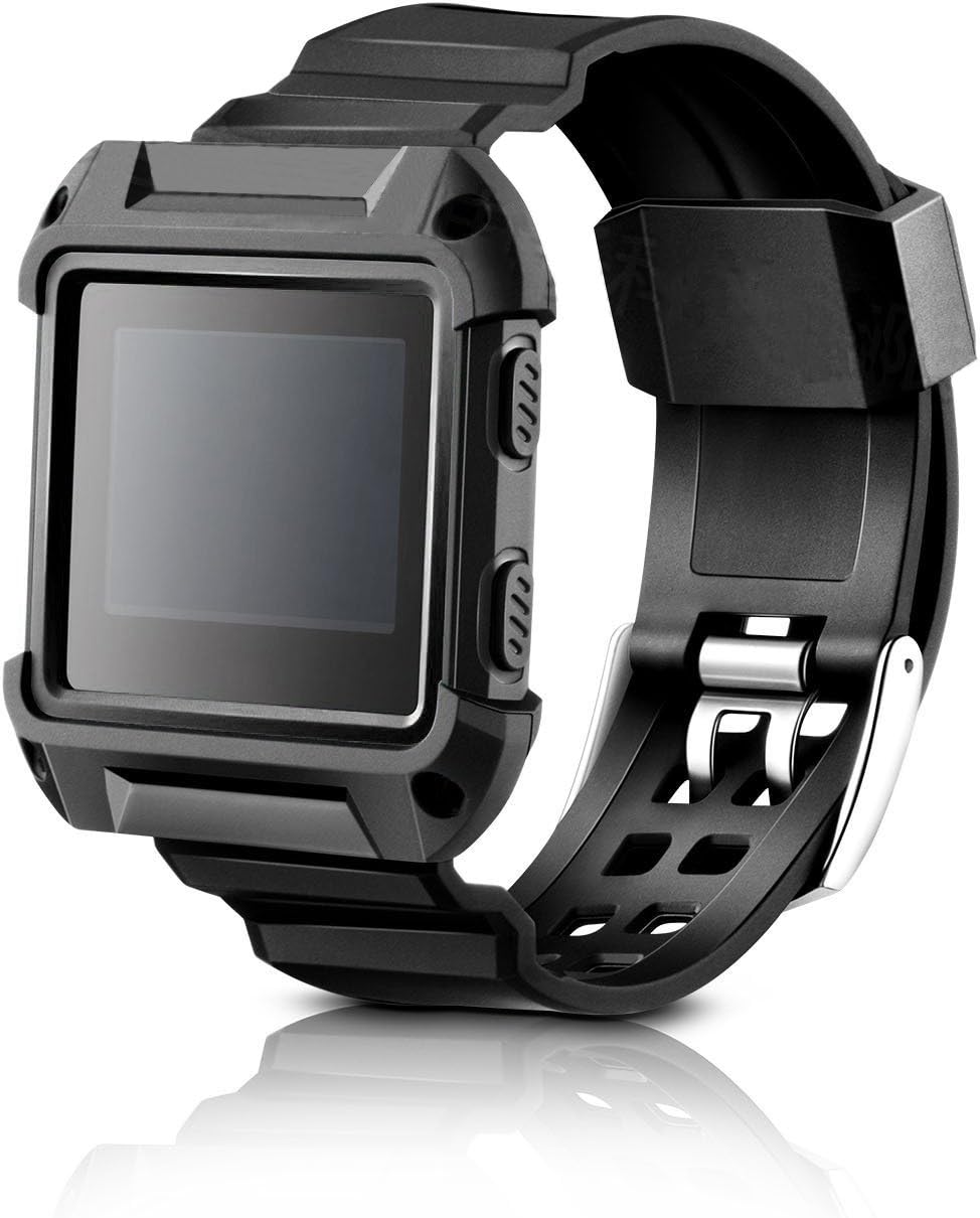 [Upgrated] Rugged Band With Frame For Fibit Blaze, TDRTECH for Fitbit Blaze Watch Soft Sport Strap with Screen Protective Case for Man and Woman (Black)