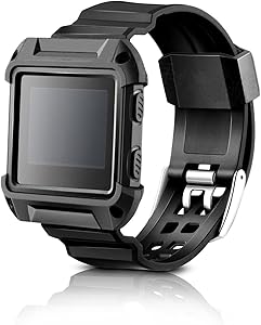 [Upgrated] Rugged Band With Frame For Fibit Blaze, TDRTECH for Fitbit Blaze Watch Soft Sport Strap with Screen Protective Case for Man and Woman (Black)