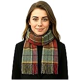 Biddy Murphy 100% Irish Wool Scarf for Women & Men, Soft & Warm, Plaid Tartan, 12" x 60"