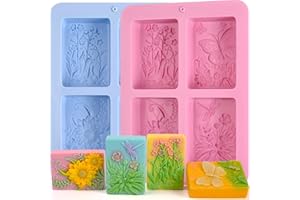 Moukiween Soap Molds Silicone, 3D Rectangular Insect Flower Silicone Molds for Handmade Craft Soap, Bath Bombs, Chocolate Bars, DIY Candle, Polymer Clay Design