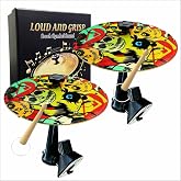 Car Cymbal Air Vent, 2-Pack Mini Crash Cymbal for Drummers (Skull) | 2-pack, mini crash cymbal set with 2 drumsticks, clip-on car vent mount, fits most vehicles, gift for drummers