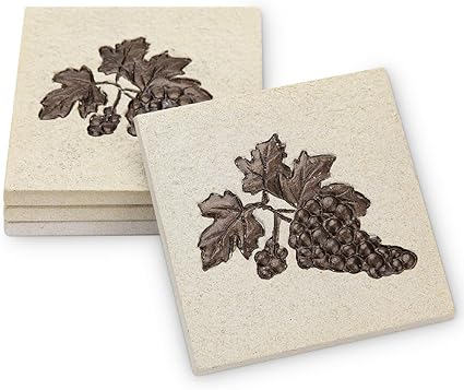 Amazon チョコレート色付きgrape Bunchコースターのセット4つby Spi Home Spi Home コースター