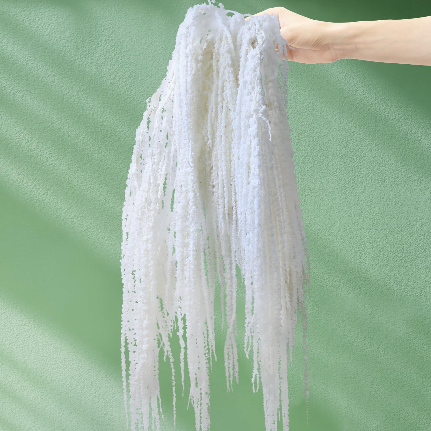 Photo 1 of 5Pcs Bleached Amaranthus Hanging Flowers - 23'' Dried Preserved White Hanging Wisteria Flowers for Wedding Bouquet, Wall Decoration, Home Decor (White, 5PCS)