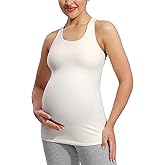 POSHDIVAH Women's Maternity Tank Tops with Built in Bra Padded Sleeveless Pregnancy Yoga Tee Workout Shirt Clothes