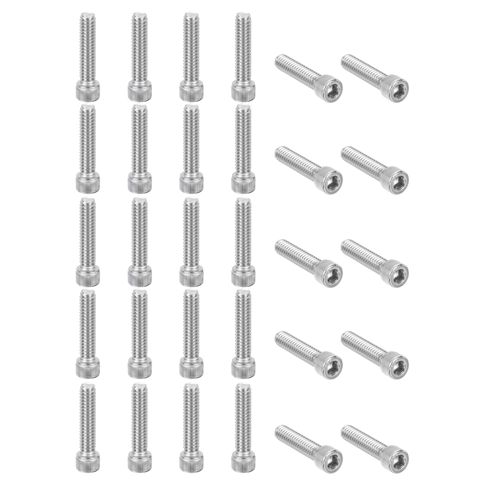 PATIKIL 1/4-20 x 1-1/8" Hex Socket Cap Head Screw Bolt, 30Pcs 304 Stainless Steel 18-8, Machine Full Thread for Construction, Manufacturing, Engineering, Assembling, Furniture
