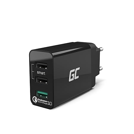 Green Cell 30W 3-Port USB Ladegerät mit Quick Charge 3.0 Schnellladung für iPhone 6 6s 7 8 X SE, iPad, Samsung Galaxy A5 A6 J