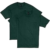 Hanes Mens Beefy-t Pocket, Heavyweight Cotton Pocket Tee for Men, Full-Cut T-Shirt, 1 Or 2 Pack