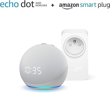 Nouvel Echo Dot (4e génération) avec horloge, Blanc + Amazon Smart Plug ...