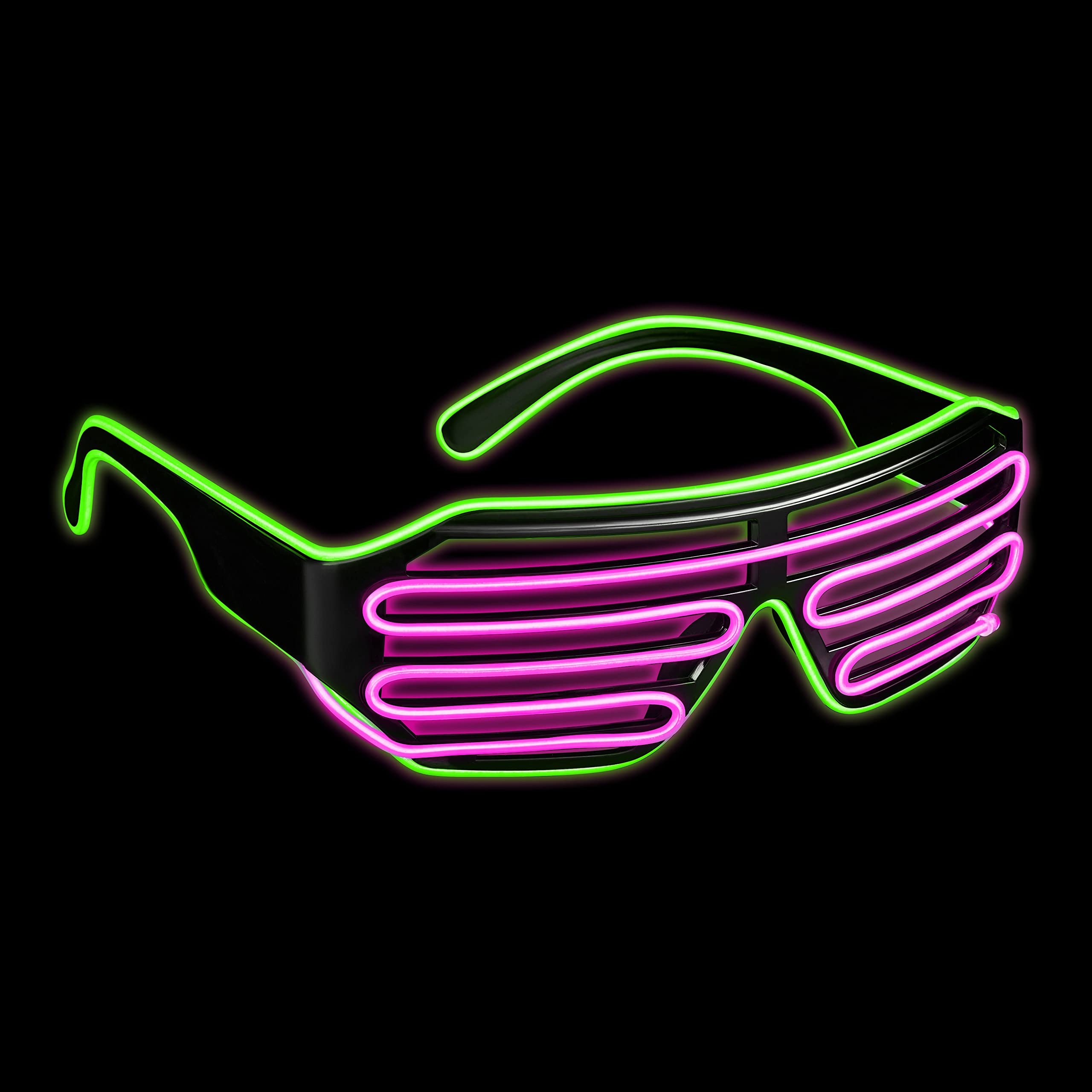 Balinco LED Glasses, 3 Flash Modes, Suitable for All Ages, Neon Green/Pink