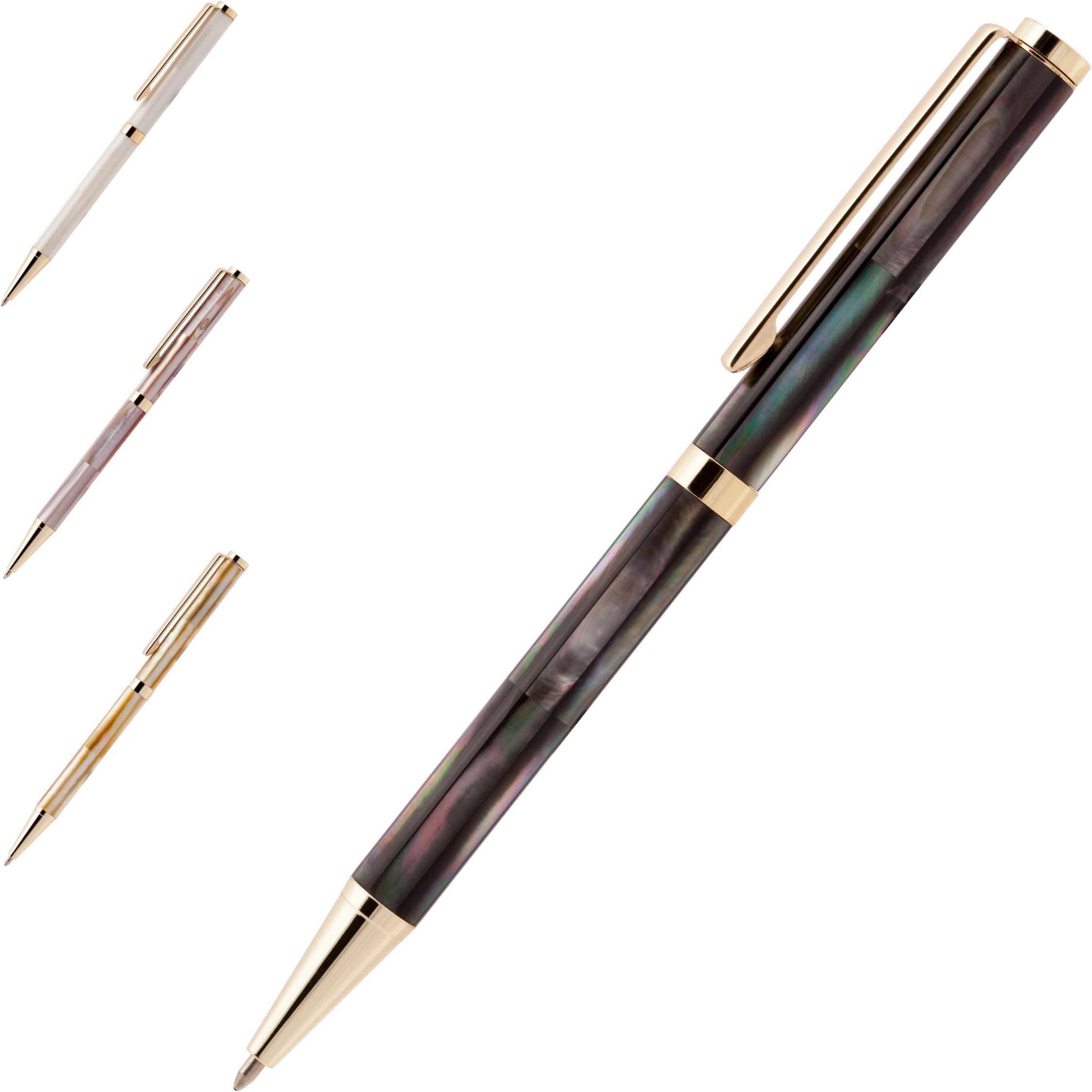 BLUSaigon Mother of Pearl Pen - Simple Collection, Ballpoint Pen, Multi Color, Professional, Executive, Office, Nice Pens, Teenager Gifts (black)