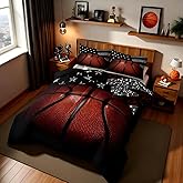 Erosebridal Twin Size Basketball Comforter Set for Boys Kids Teens, Ultra Soft Microfiber Sports Theme Bed Set for Sports Fans Black and Gray Basketball Bedding Sets with 1 Comforter and 1 Pillowcase