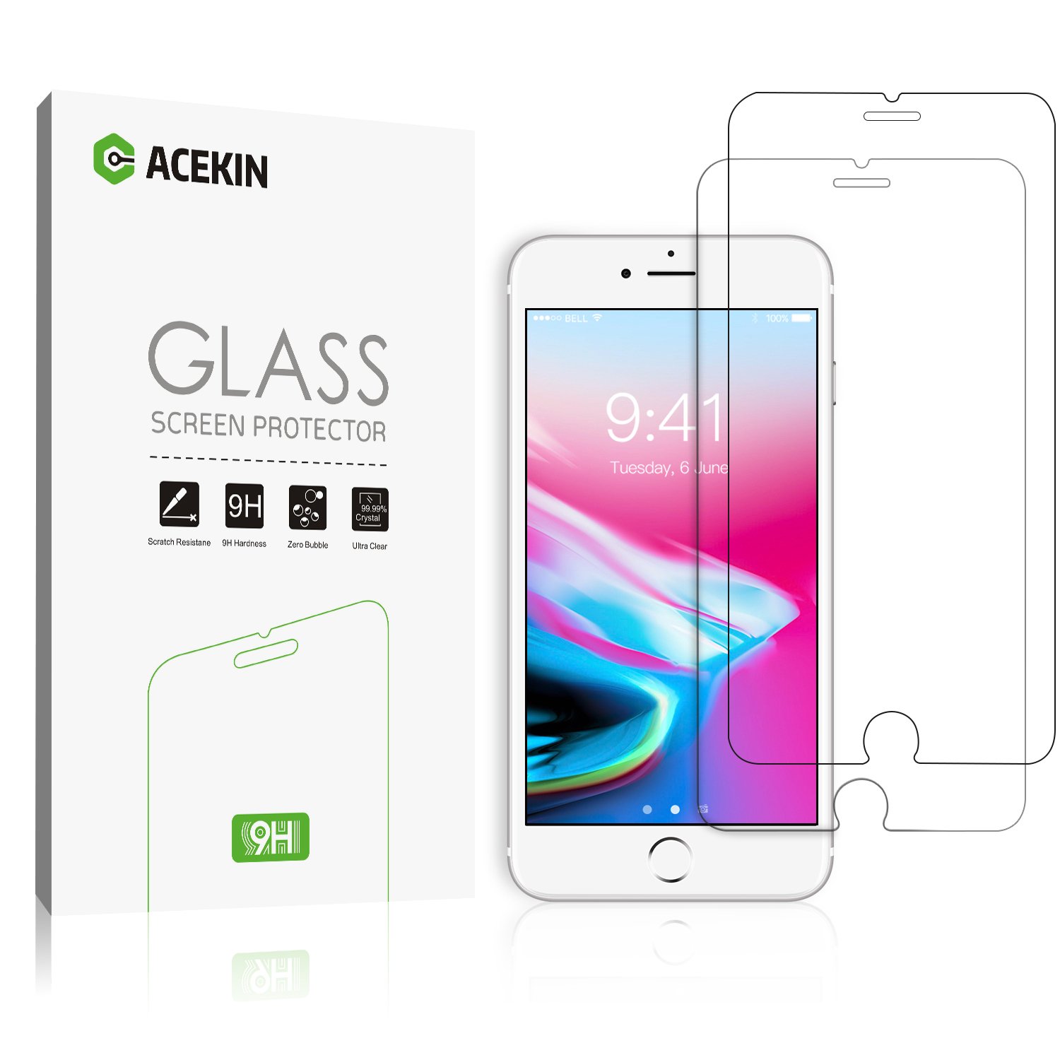 iPhone 7 Plus Screen Protector, ACEKIN Tempered Glass Screen Protector for Apple iPhone 7 Plus 8 Plus 6 Plus 6s Plus 2 Pack