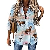 JOJOART Button Down Shirts for Women Long Sleeve Shirt Irregular Hem Casual V Neck Blouse Fit Tops