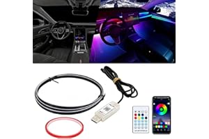 Goodream Interior Car Ambient Lighting Kit, 43.3 Inches RGB USB LED Ultrathin Acrylic Strip Lights Neon Accessories for Cars Truck SUV Center Console Dashboard with APP&Remote Control