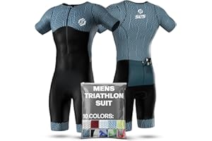 SLS3 Triathlon Suits Mens - Aerodynamic Sleeved Tri Suit Men – Lightweight Trisuit with Premium FX Fabrics - 2 Pockets (Carbo