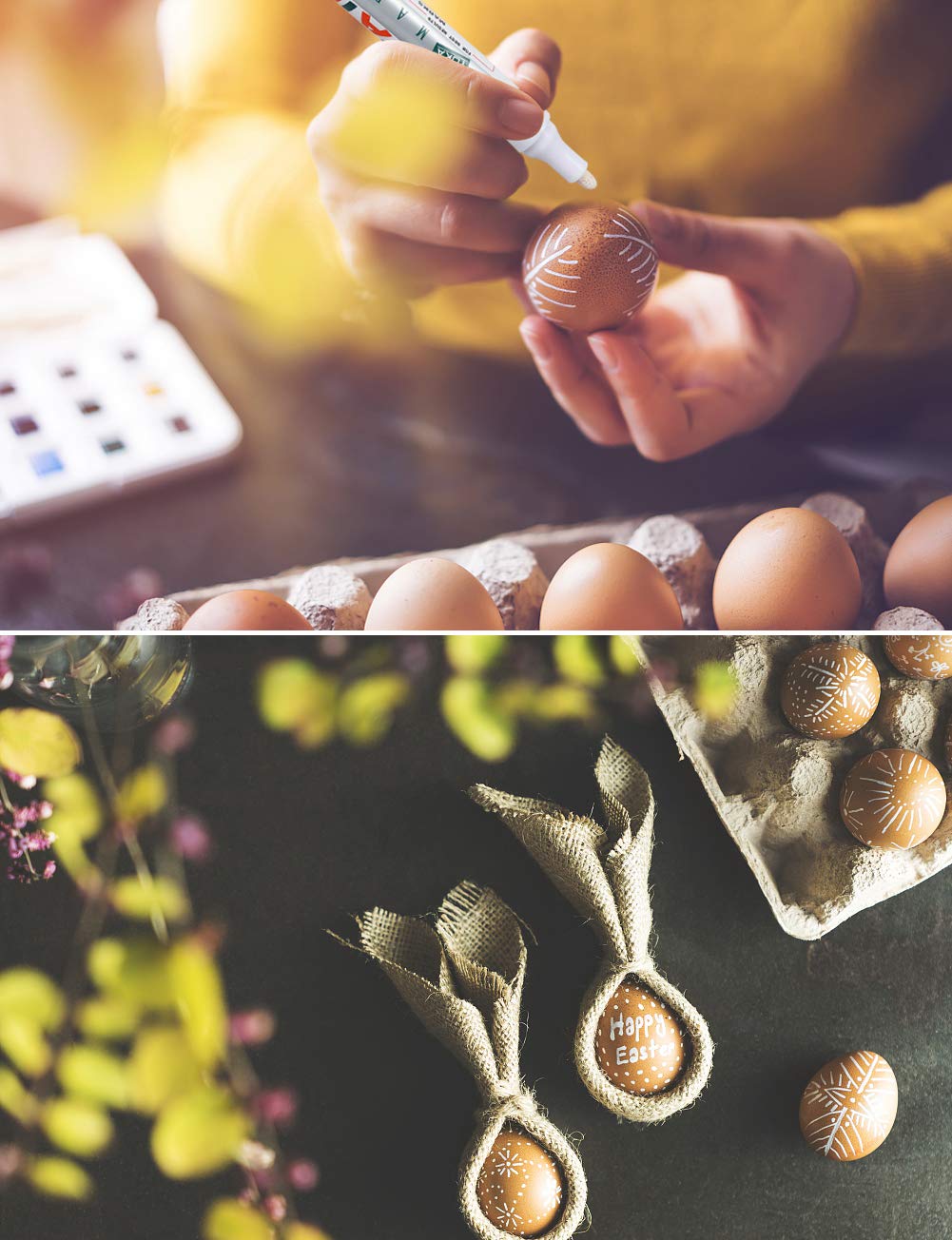 Paint Pens for Rock Painting-Stone, Ceramic, Metal, Glass, Wood, Fabric, Set of 6 Medium Tip Acrylic Paint Markers High Volume Ink Water and Fade Resistant for DIY Craft Projects Quick Drying(White)