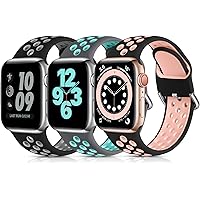 Lerobo 3 Pack Bands Compatible for Apple Watch Bands 38mm 40mm 44mm 42mm, Soft Silicone Sport Strap Breathable…