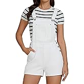 luvamia Jean Short Overalls for Women Baggy Adjustable Straps Bib Stretchy Denim Overall Jumpsuits Shortalls with Pockets