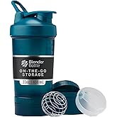 BlenderBottle Shaker Bottle with Pill Organizer and Storage for Protein Powder, Classic V2 ProStak System, 22-Ounce, Ocean Bl