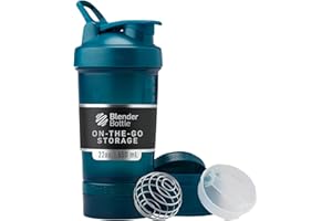 BlenderBottle Shaker Bottle with Pill Organizer and Storage for Protein Powder, Classic V2 ProStak System, 22-Ounce, Ocean Bl
