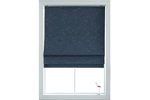 Everyday Celebration Roman Shades for Windows, Cordless Room Darkening Roman Window Shades, Pull Down Window Treatment, Indoor Blinds & Shades with Woven Fabric 30" W X 64" H, (Indigo Blue)