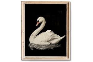RETRART Vintage Swan Canvas Wall Art - Swan Vintage Art Prints for Wall Decor, Swan Print Elegant Animal Oil Painting Decor for Living Room Bedroom Kitchen - 8" x 10" - UNFRAMED