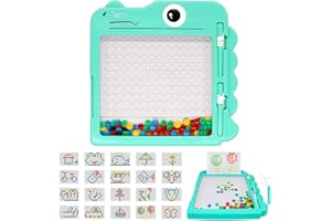 IFTNOTEA Magnetic Drawing Board for Toddlers - 10" x 10" Dot Art Doodle Board with 2 Magnetic Pen and Beads, Outdoor Travel Toys Birthday Gifts for Kids Aged 1-3 4-6 Boys Girls