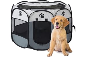Pet Playpen, SK Depot® 36.6"X36.6"X23" Portable Foldable Pet Playpen Dog Cat Tent Fence Puppy Kennel Cage Clôture Pour Chien 