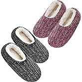 cosyone1997 2-Pair Thick Warm Fuzzy Slippers for Women Indoor Fluffy Sherpa Lined, Winter House Shoe Socks Non-Slip Soft Soles, Cozy Christmas Gifts
